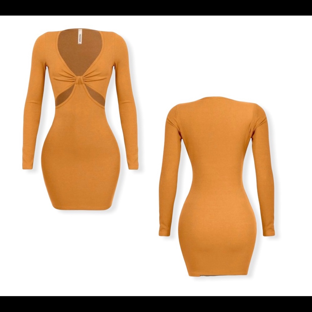 Ribbed long sleeve mini dress